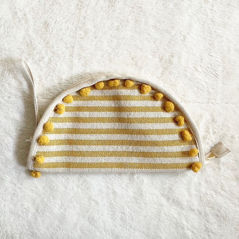 America & Beyond | Beige/Yellow Striped Half Moon Clutch Pouch/Wristlet *NWT*